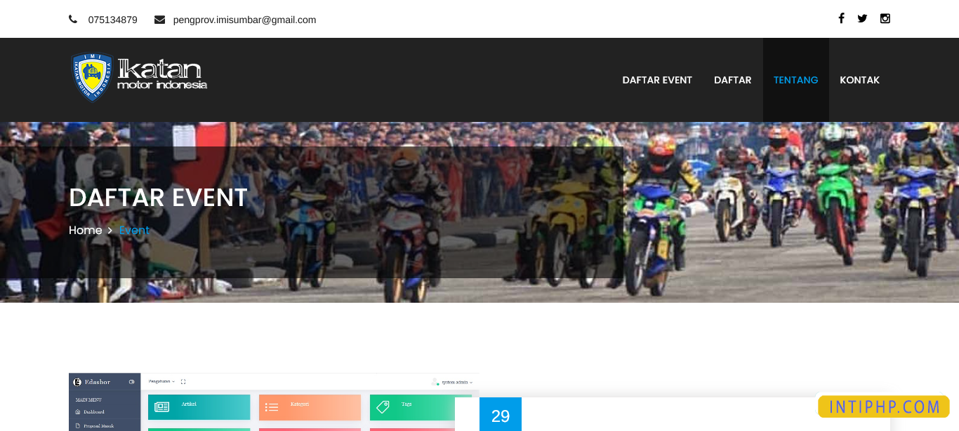Source Code PHP Manajemen Event Balap Motor Dengan Php Mysqli